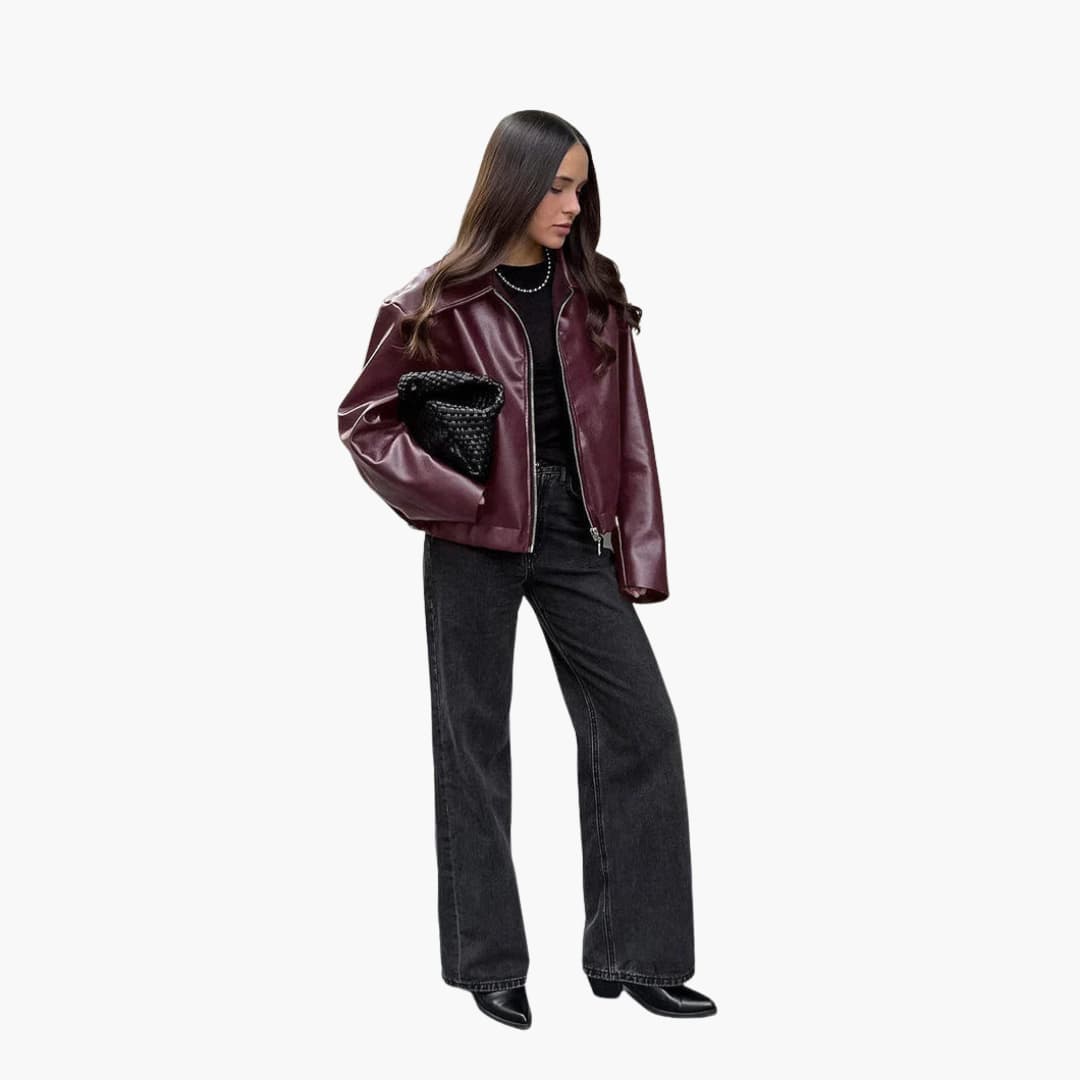 Damen jacke mit Frontreißverschluss und breitem Kragen