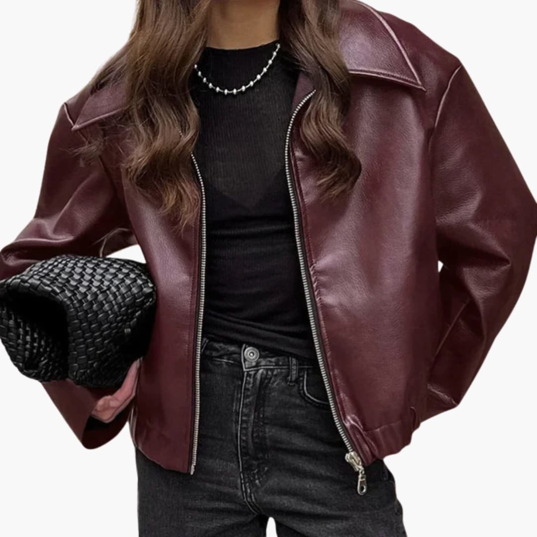 Damen jacke mit Frontreißverschluss und breitem Kragen