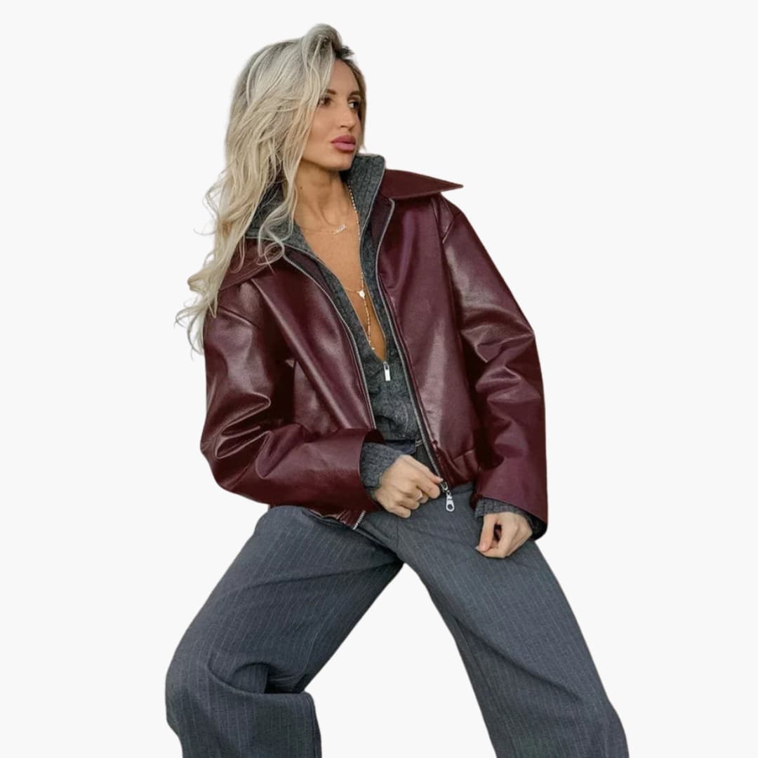 Damen jacke mit Frontreißverschluss und breitem Kragen