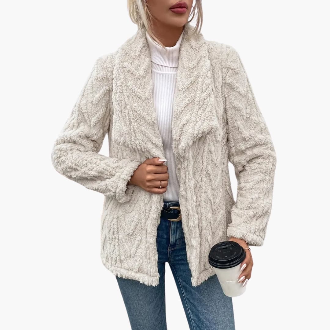 Damenjacke mit offenem Vorderteil und strukturierter Oberfläche