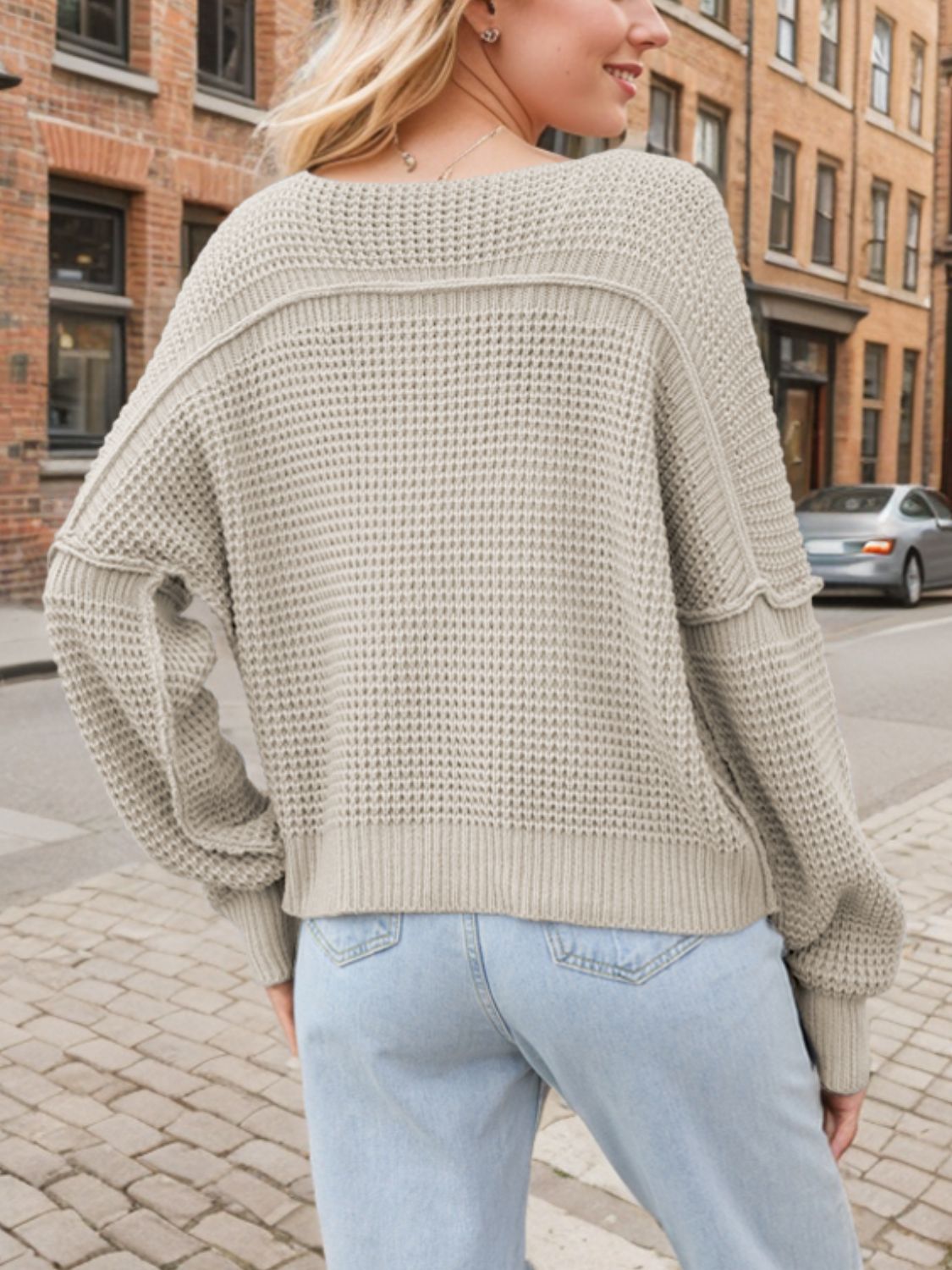 Damenpullover V-Ausschnitt Strick Warm und Elegant