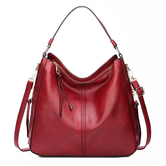 Elegante Ledertasche für Damen – klassische Lederhandtasche mit Abnehmbarem Schulterriemen