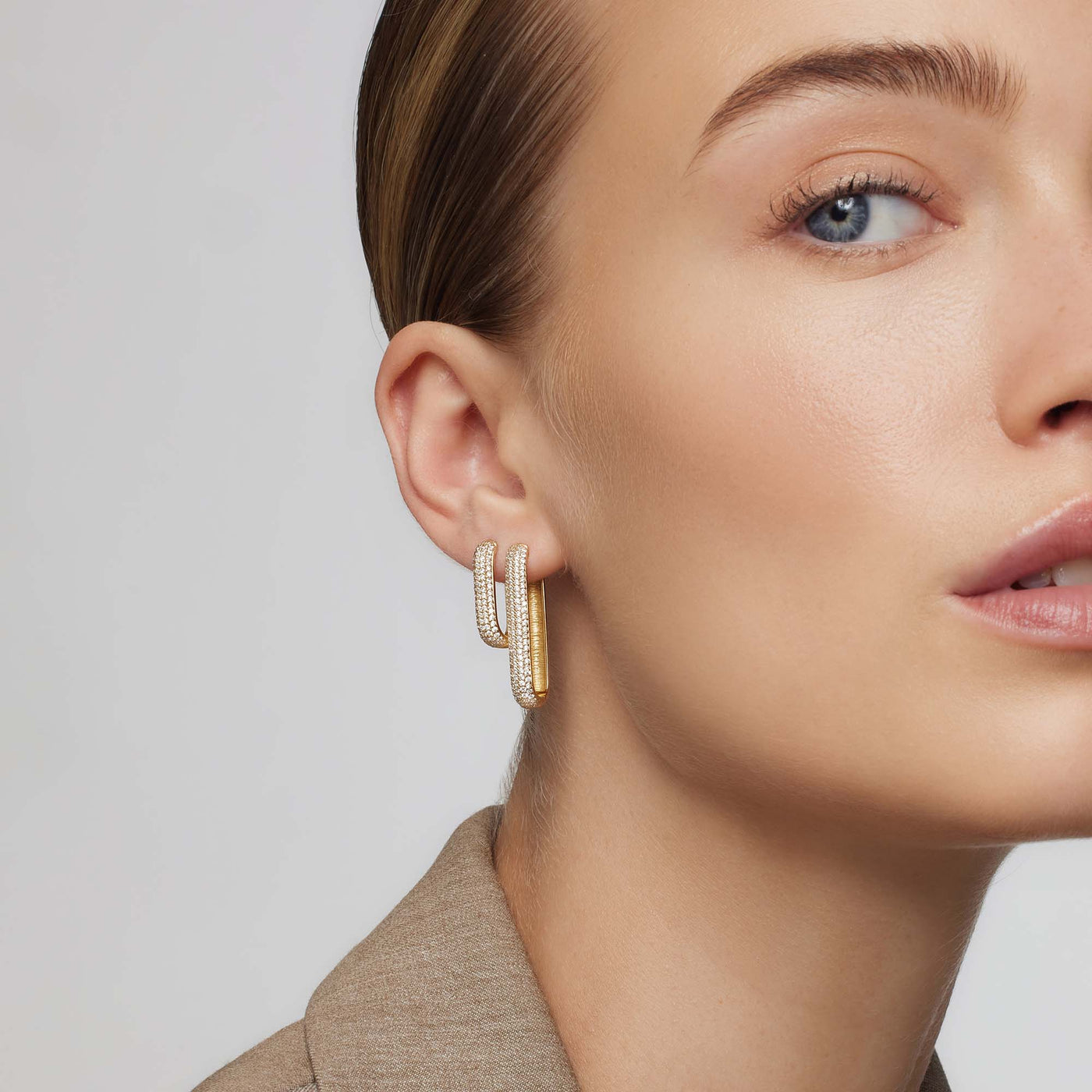 Gold Icon Pavé Hoop Earrings