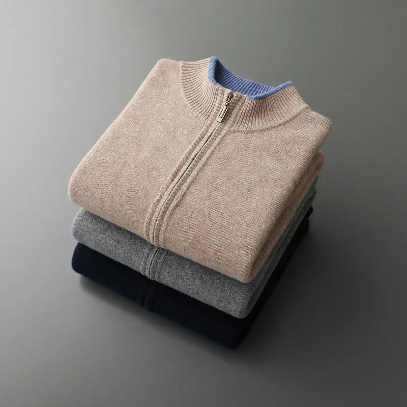 Weston | Herren Strickjacke mit Reißverschluss | Minimalistischer Stil mit Stehkragen