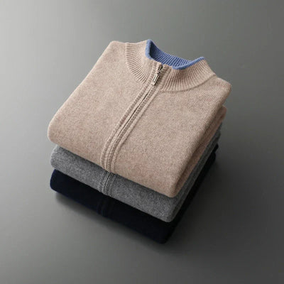 Weston | Herren Strickjacke mit Reißverschluss | Minimalistischer Stil mit Stehkragen
