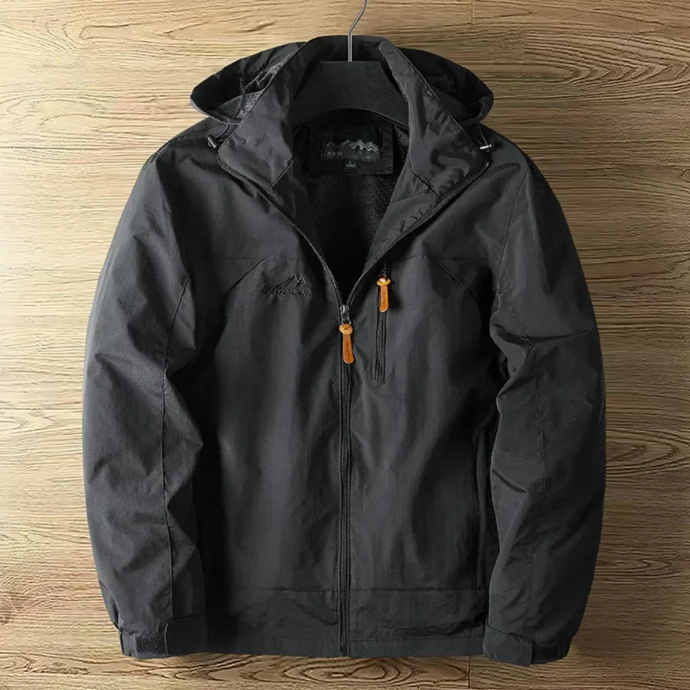 William | Herren Regenjacke mit Kapuze | Wasserdichte leichte Outdoor Jacke