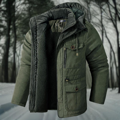 Brandon | Herren Winterjacke mit Kapuze & Taschen | Warm Gefüttert