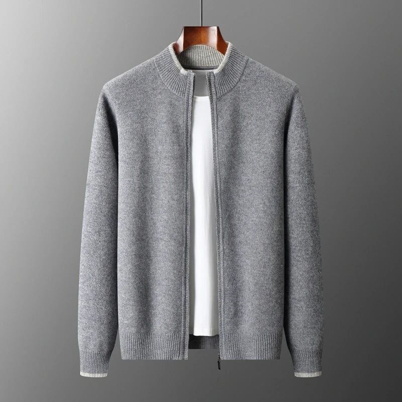 Weston | Herren Strickjacke mit Reißverschluss | Minimalistischer Stil mit Stehkragen