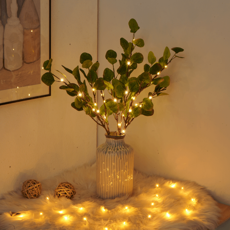 Feenlicht-Olivenzweig mit 120 LEDs – Warmweißes Licht für Dekoration, 70 cm, Natürliche Optik für Gemütliches Ambiente