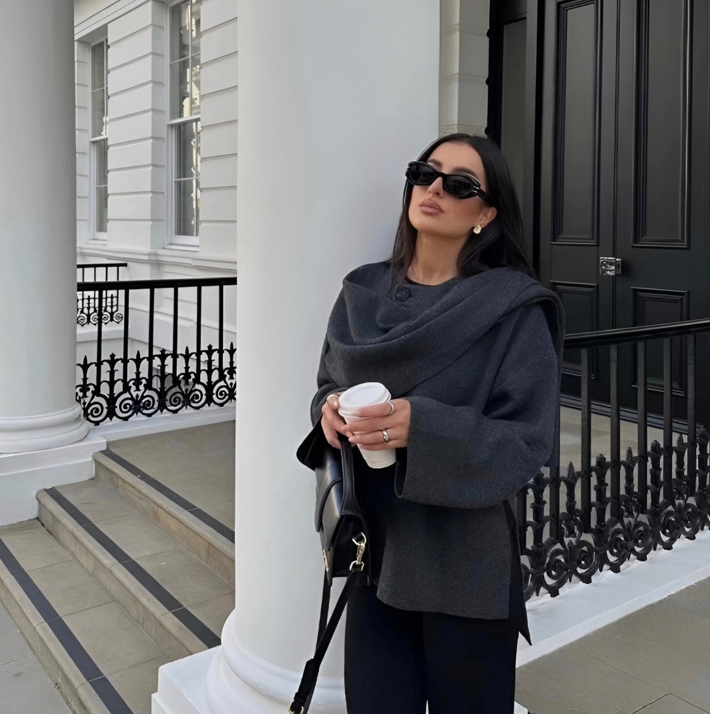 Natalie | Damen Poncho Asymmetrisch aus Wolle, Elegant & Ideal für den Winter