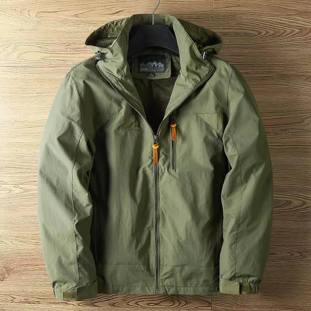 William | Herren Regenjacke mit Kapuze | Wasserdichte leichte Outdoor Jacke