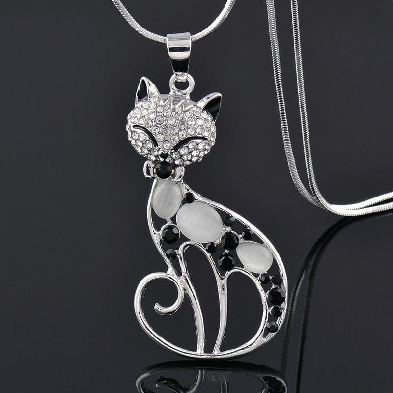 Katzen der Liebe Halskette aus Sterlingsilber und mit Zirkonia besetzt