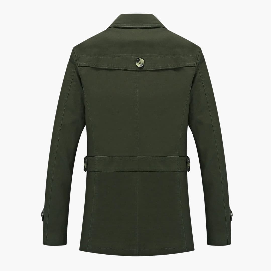 Herren Trench coat mit Knopfverschluss und Taschen Details