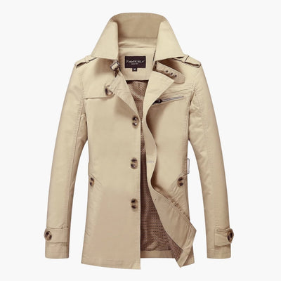 Herren Trench coat mit Knopfverschluss und Taschen Details