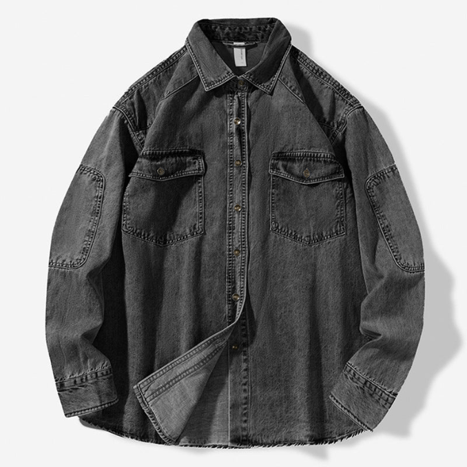 Herren Hemd Denim 100% Baumwolle Komfortabel Stilvoll