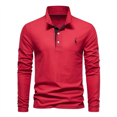 Herren Langarm Poloshirt mit Eleganten Details aus Hochwertiger Baumwolle