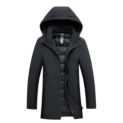 Herren Winterparka mit Kapuze, Gestepptem Futter und Frontreißverschluss