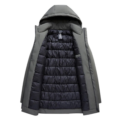 Herren Winterparka mit Kapuze, Gestepptem Futter und Frontreißverschluss