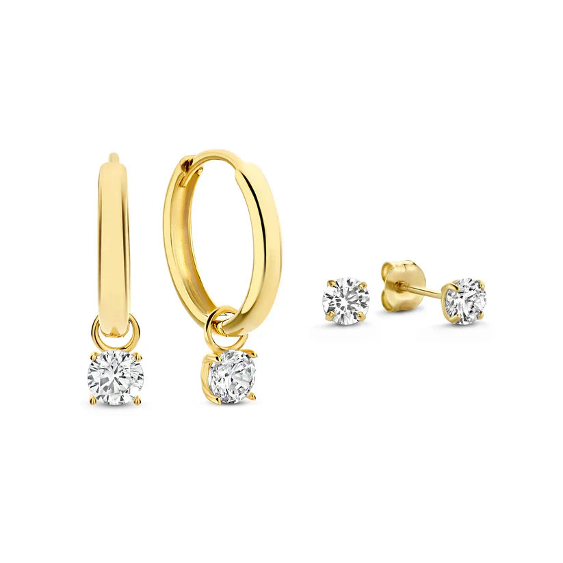 Larmes de Lune Gold Stein Earring Set