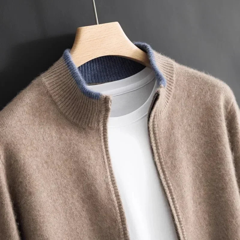 Weston | Herren Strickjacke mit Reißverschluss | Minimalistischer Stil mit Stehkragen