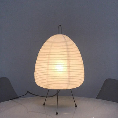 Japanische LED Tischlampe aus Reispapier – Dreibeinige Tischleuchte für Wohnzimmer und Schlafzimmer, 60 cm hoch, Weiß