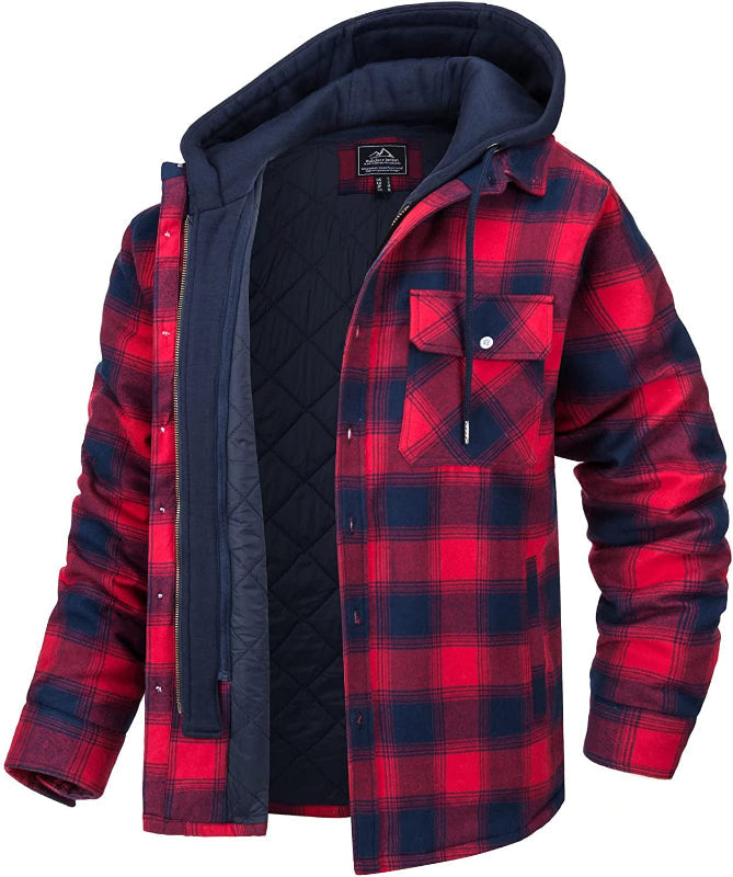 Karierte Winterjacke für Herren mit Stehkragen und windabweisenden Bündchen – perfekt und stylisch für Herbst und Winter