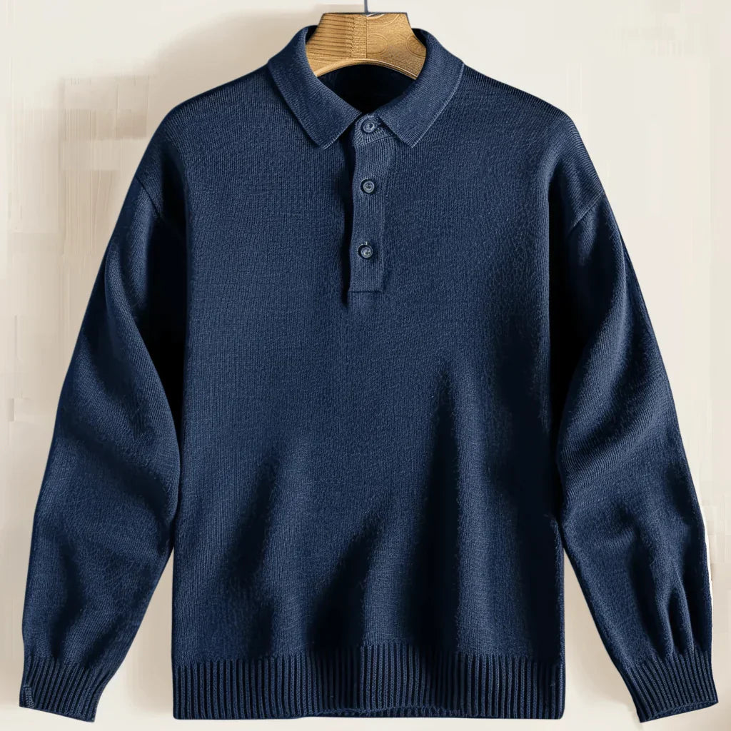 Langarm Polo Strickpullover