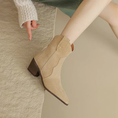 Damen Cowboy Stiefel Mit Niedrigem Absatz