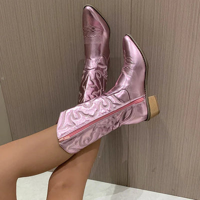 Klassische Damen-Cowboystiefel aus Leder – Elegantes Design für Jeden Anlass