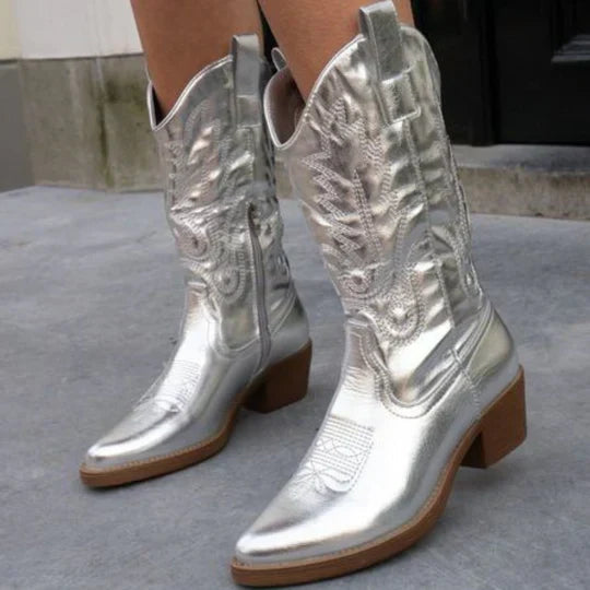 Klassische Damen-Cowboystiefel aus Leder – Elegantes Design für Jeden Anlass