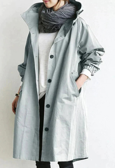 Langer wasserabweisender Damenmantel mit verstellbarer Kapuze für Winter und Regen – Damenmäntel
