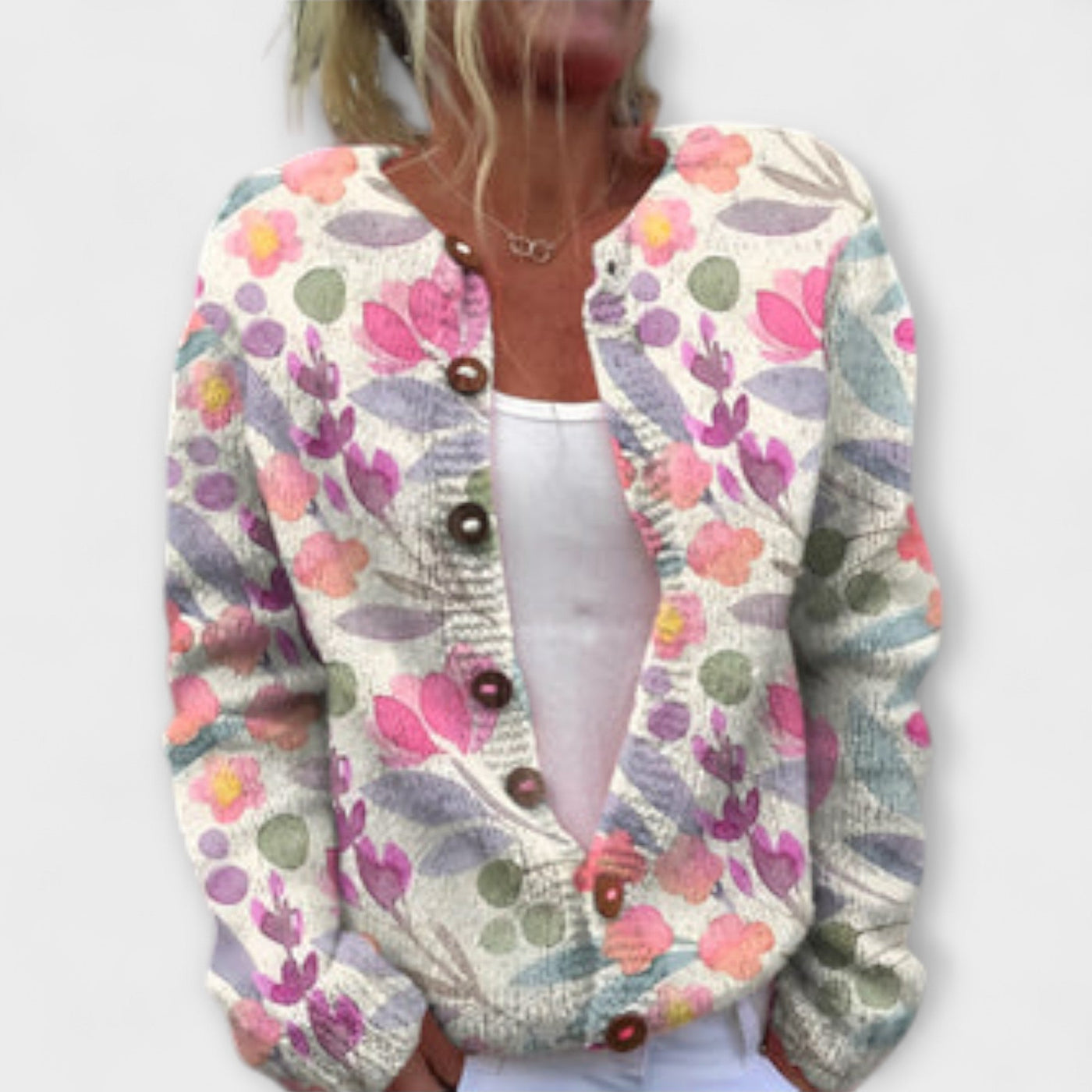 Lina – Cardigan mit Wiesen-Print