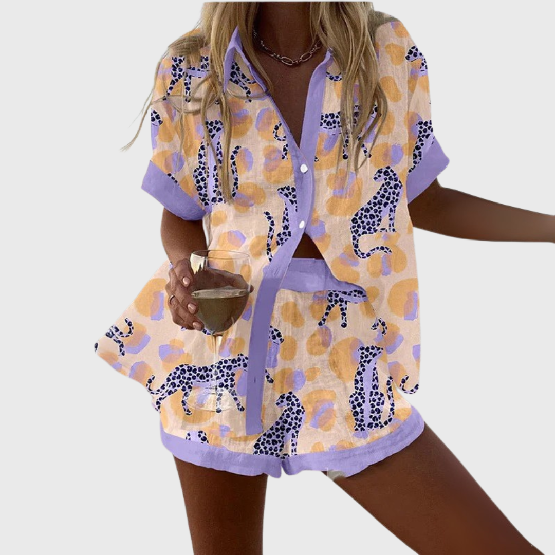 Lucia | Set kurz mit Leo-Print