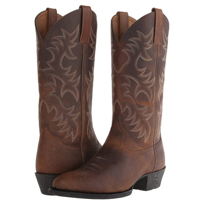 Damen Western-Cowboystiefel in Mittlerer Höhe mit Spitzem Zehenbereich und Dekorativer Ziernaht
