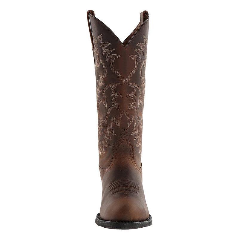 Damen Western-Cowboystiefel in Mittlerer Höhe mit Spitzem Zehenbereich und Dekorativer Ziernaht