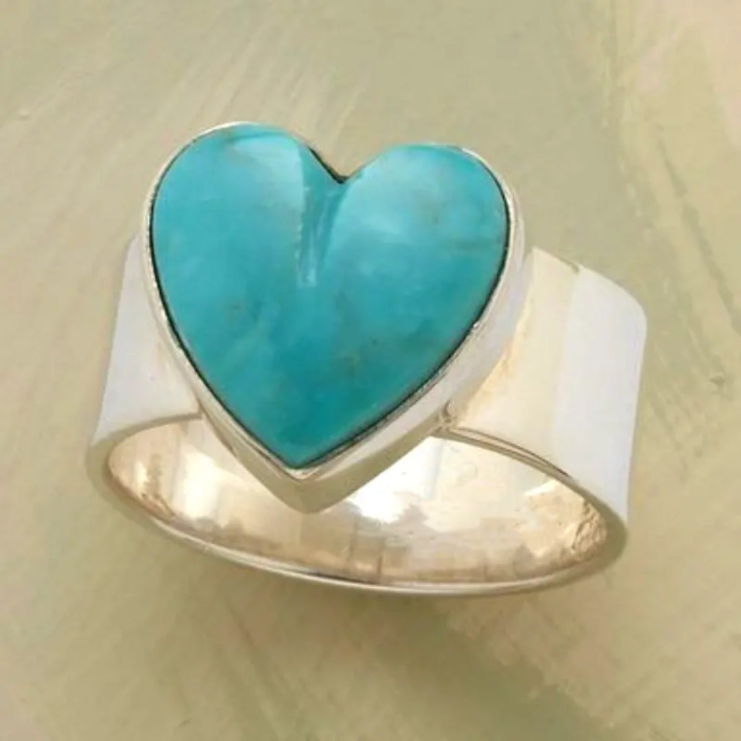Amora™ | Blauer Herzstein Silberring