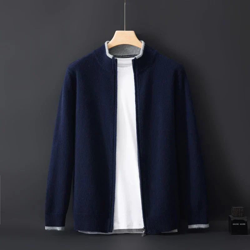 Weston | Herren Strickjacke mit Reißverschluss | Minimalistischer Stil mit Stehkragen