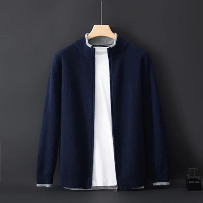 Weston | Herren Strickjacke mit Reißverschluss | Minimalistischer Stil mit Stehkragen