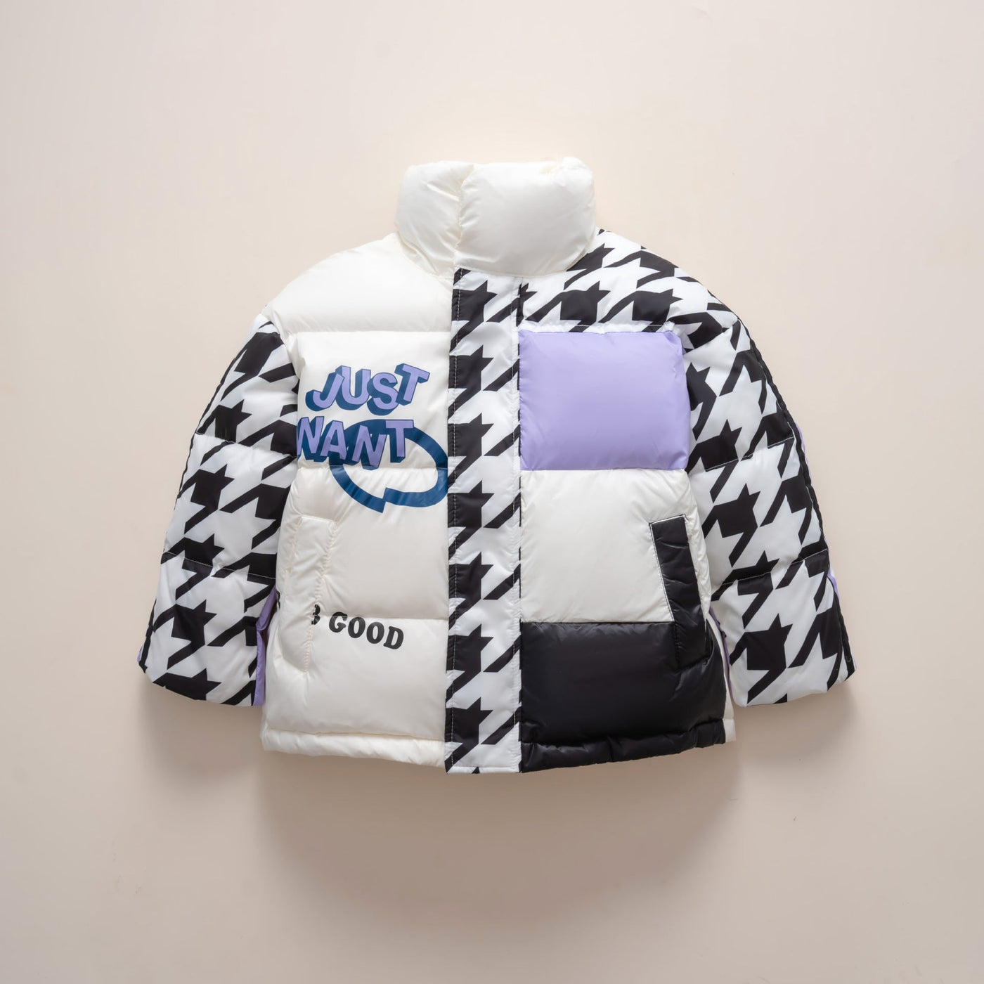 Damen Übergroße Steppjacke mit trendigem Patchwork-Design Heidi-Mode