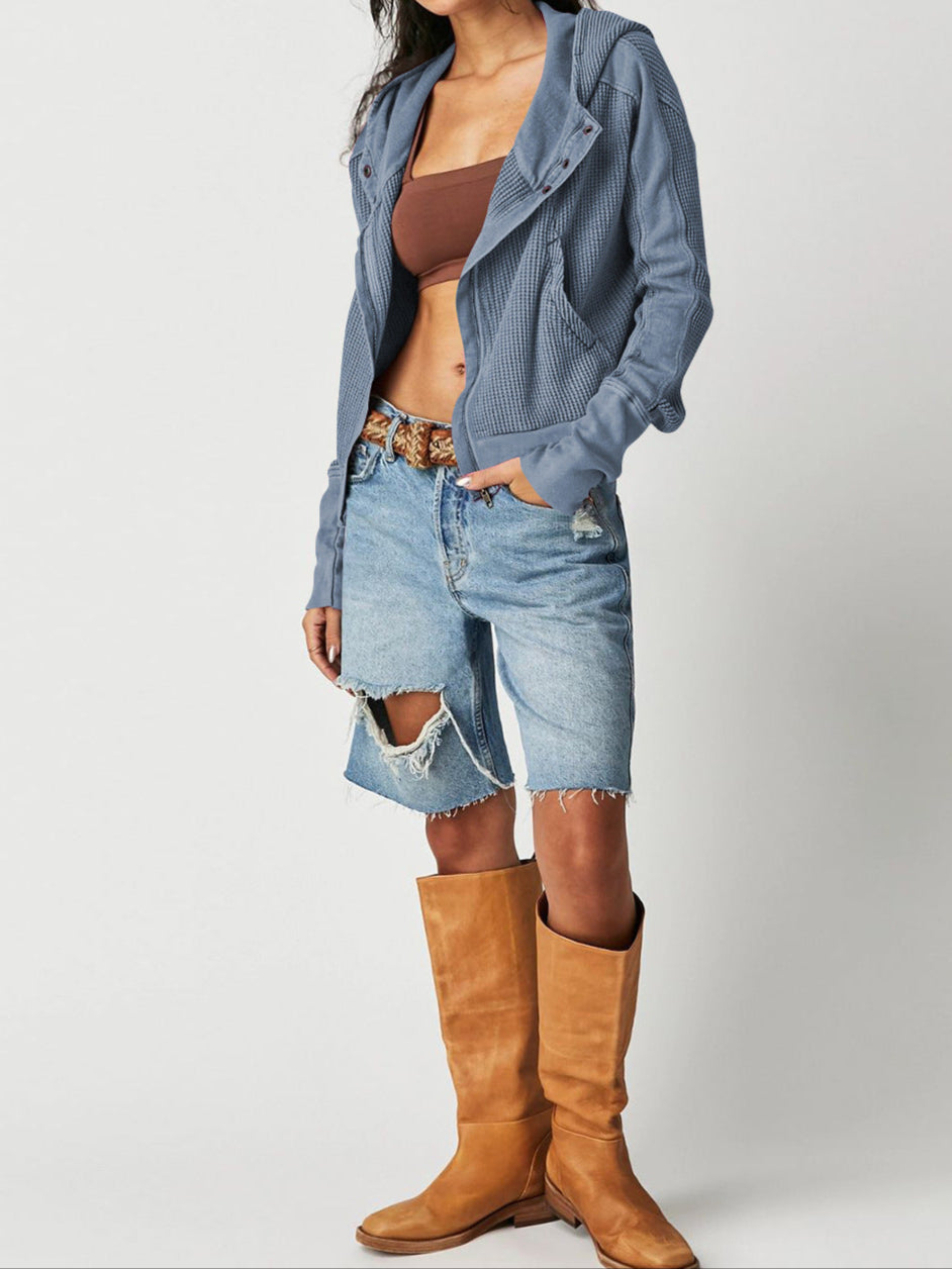 Damen Kapuzenjacke Mit Strukturmuster