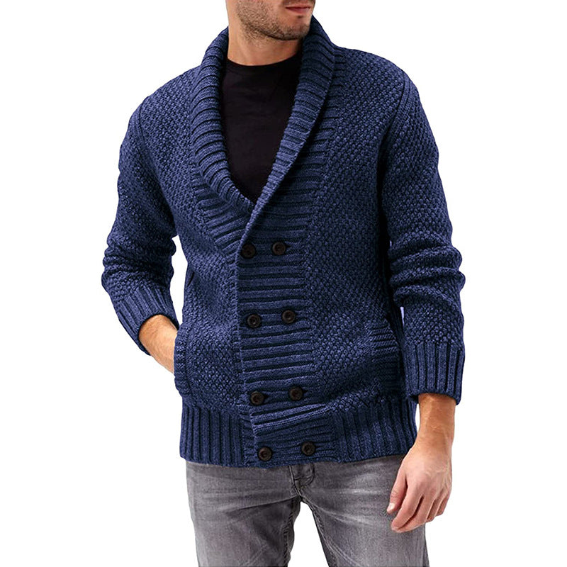 Herren Strickjacke mit doppelter Knopfleiste und strukturiertem Design Heidi-Mode