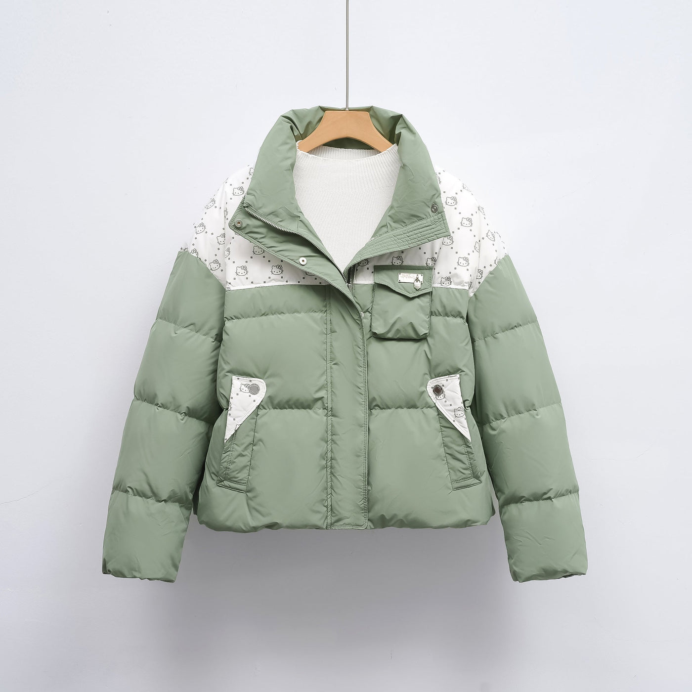 Damen Steppjacke mit hochschließendem Kragen und modischem Muster Heidi-Mode