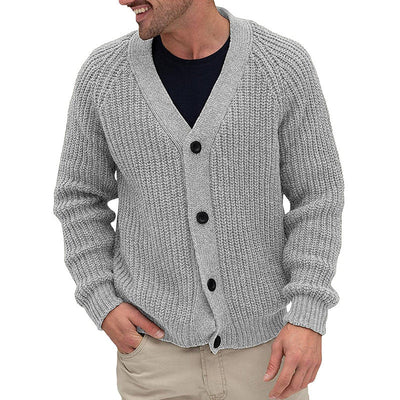 Herren Strickjacke mit grober Maschenstruktur und eleganten Knopfdetails Heidi-Mode