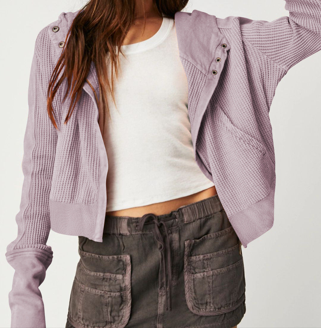 Damen Kapuzenjacke Mit Strukturmuster