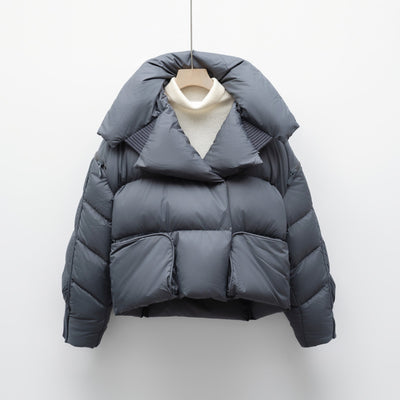 Damen modische verkürzte Steppjacke mit hoch geschlossenem Kragen und praktischen Taschen Heidi-Mode