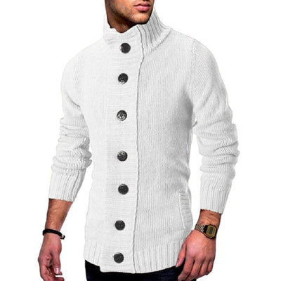 Herren Strickjacke mit hohem Kragen und markanten Knopfdetails Heidi-Mode