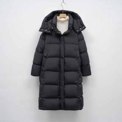 Damen Lange Daunenjacke mit verstellbarer Kapuze und luxuriösem Innenfutter Heidi-Mode