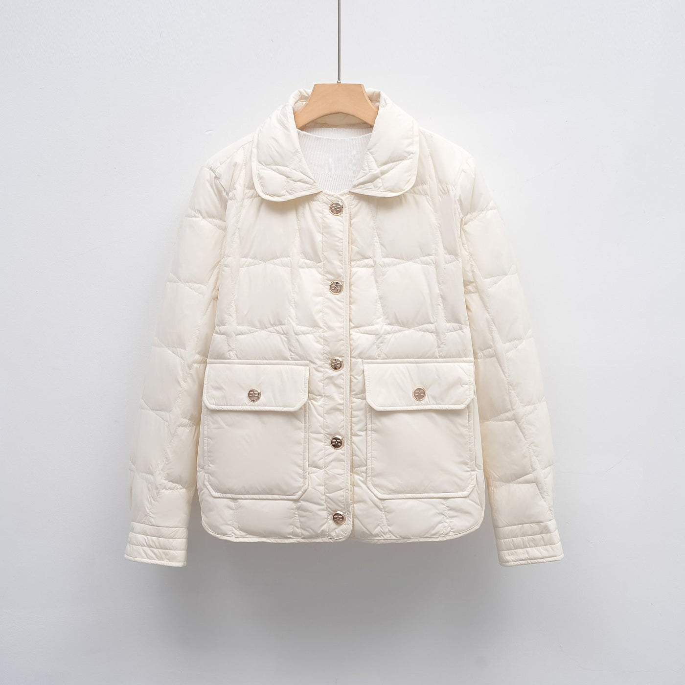 Damen modische gesteppte Jacke mit Taschen und Knopfverschluss Heidi-Mode