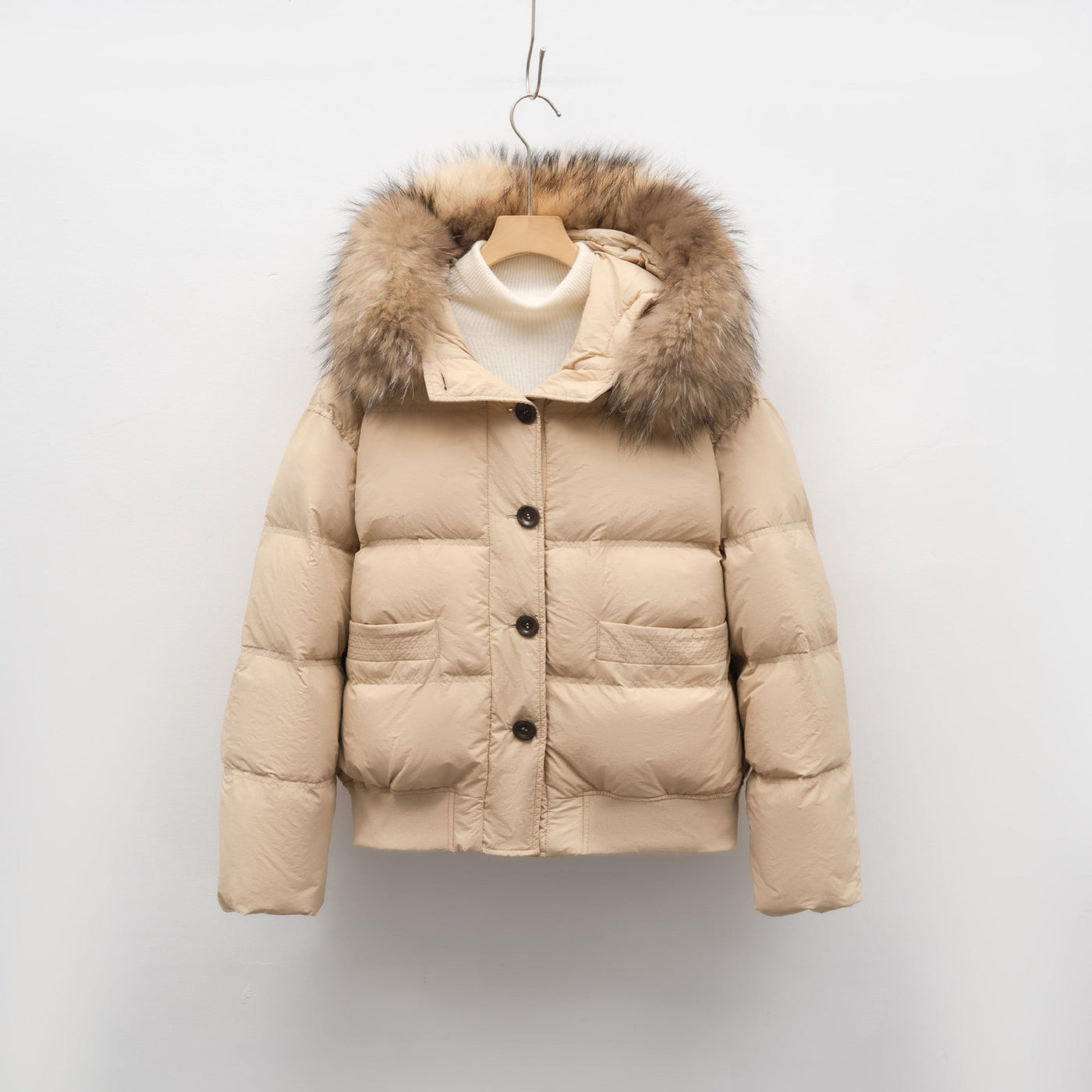 Damen warme Winterjacke mit abnehmbarem Fellkragen Heidi-Mode