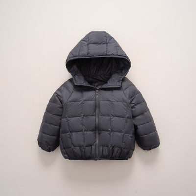 Damen warme Daunenjacke mit Kapuze und quer gestepptem Design Heidi-Mode